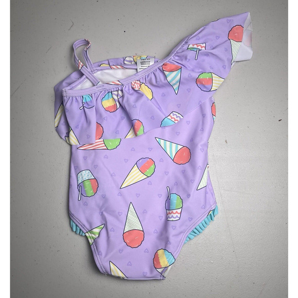 Ruffle Butts One Piece Swimsuit 12-18 Months One Shoulder Snow Cones NWT - Picture 3 of 11